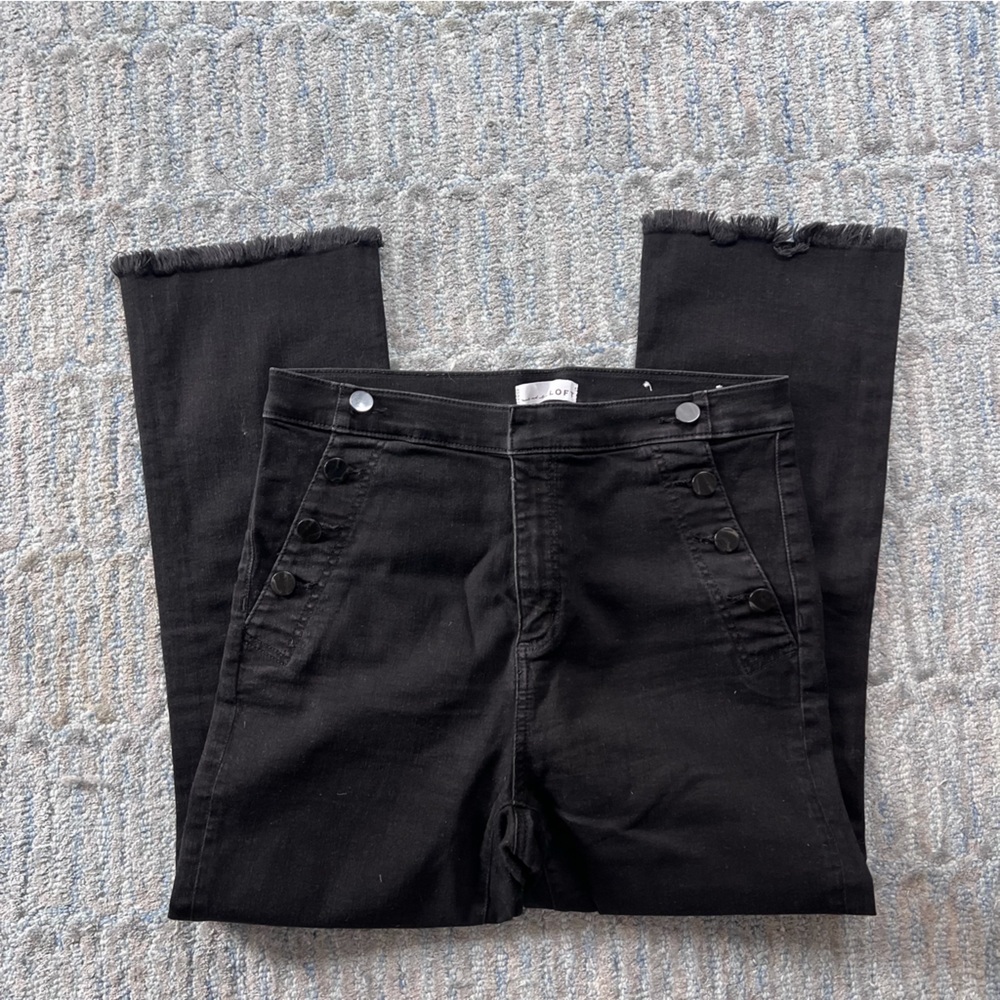 LOFT Black Flare Crop Jeans Size 12